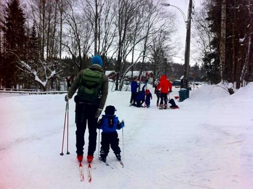 Families skiing in Norway