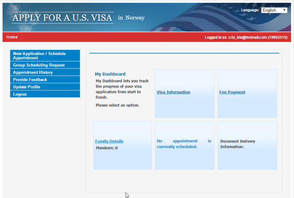 US Touris Visa application